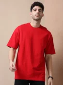 Plain oversized cotton tshirt Red