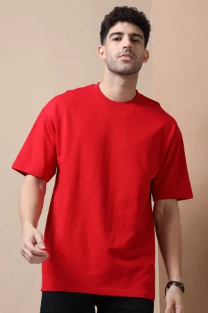 Plain oversized cotton tshirt Red