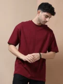 Plain oversized cotton tshirt Maroon