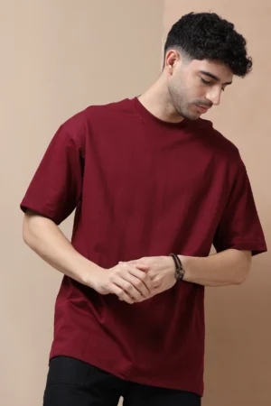 Plain oversized cotton tshirt Maroon