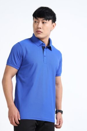 luxury Plain pique polo tshirt royal blue