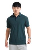 Plain pique polo tshirt Bottle green with black tipping