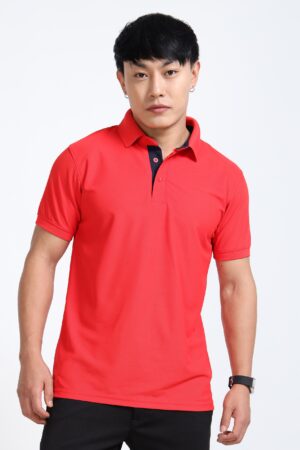 Plain pique polo tshirt Red