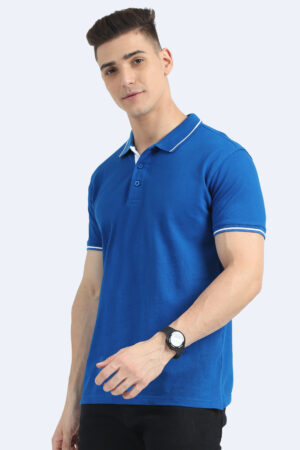 Royal Blue cotton polo tshirt side view