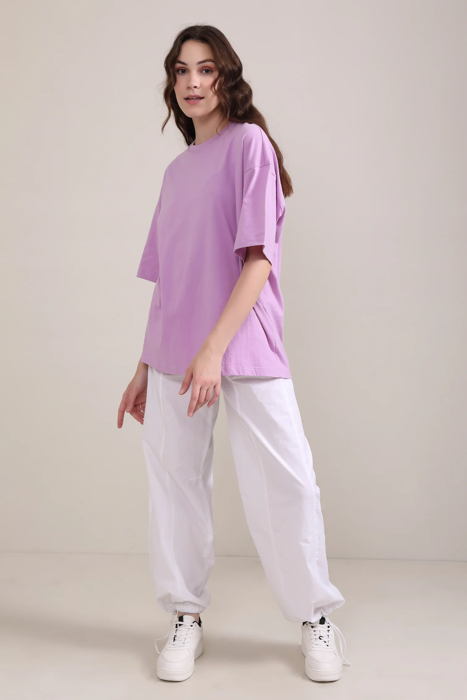 Plain oversized cotton tshirt Lavender