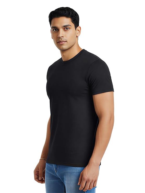 black plain tshirt cotton blend