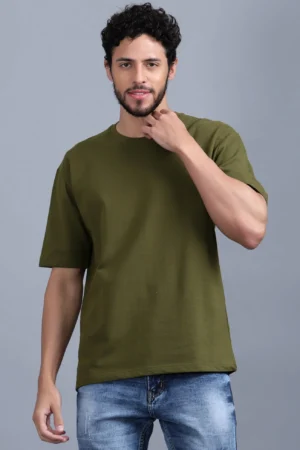 Plain oversized cotton tshirt Army Green