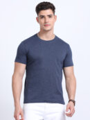 Navy melange Plain tshirts Poly cotton