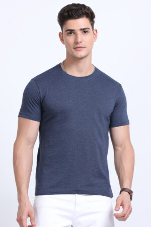 Navy melange Plain tshirts Poly cotton