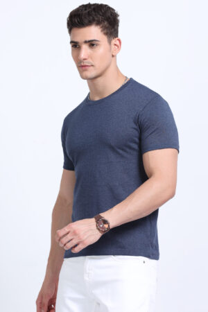 Navy melange Plain tshirts Poly cotton