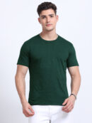 bottle green Plain Organic cotton Tshirts