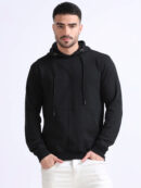 Black cotton plain pullover hoodies cotton