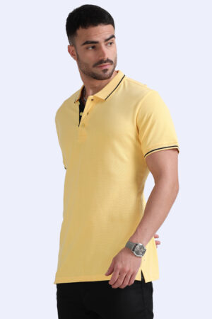 Yellow cotton polo tshirt side view