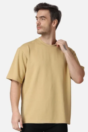 Plain oversized cotton tshirt Beige