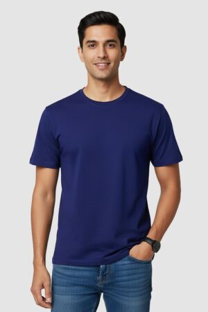 Cotton Plain t-shirts Navy Blue