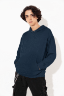 Plain Cotton Hoodie Navy