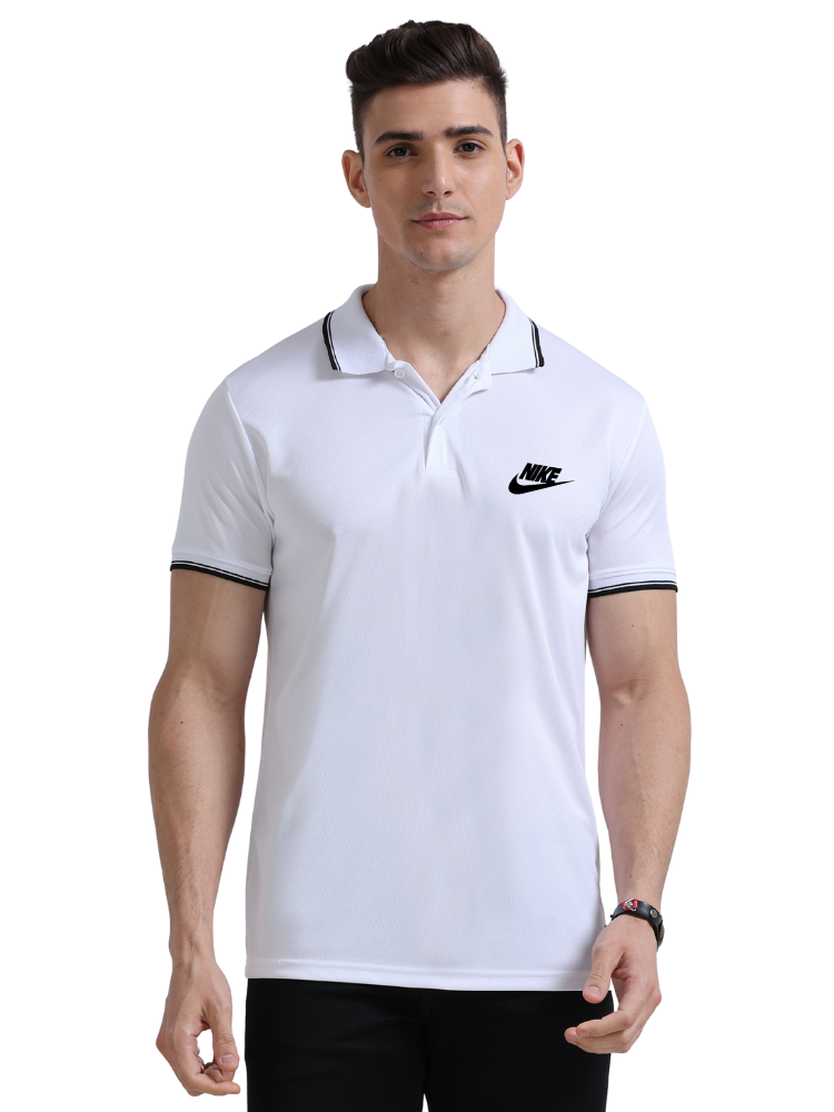 Nike Printed Sports Polo T-Shirts White front view
