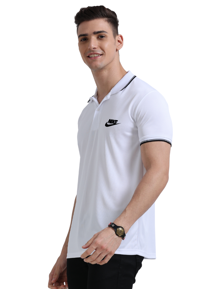 Nike Printed Sports Polo T-Shirts White side view