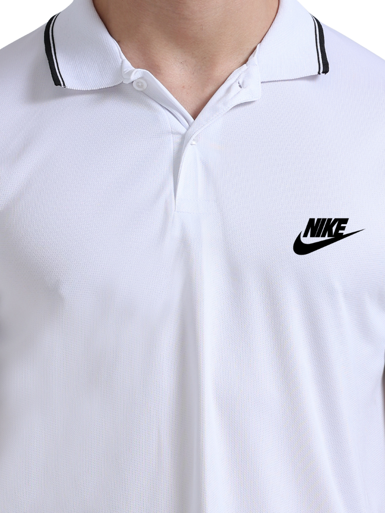 Nike Printed Sports Polo T-Shirts White close view