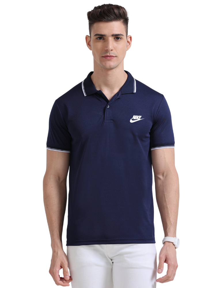Nike Printed Sports Polo T-Shirts Navy front view