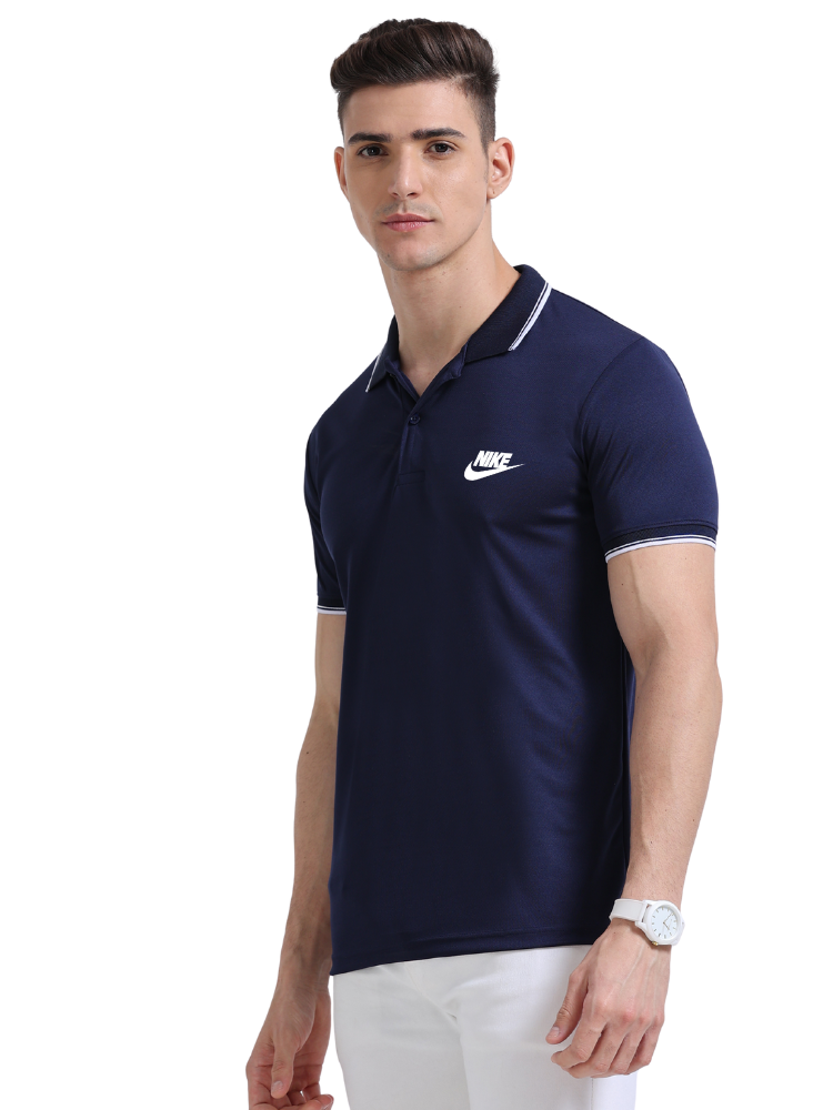 Nike Printed Sports Polo T-Shirts Navy side view