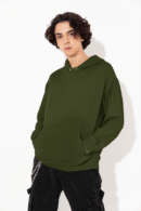 Plain cotton Hoodie Army Green