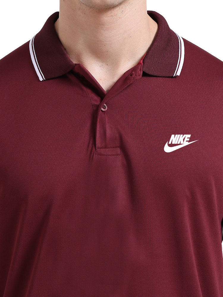 Nike Printed Sports Polo T-Shirts Maroon close view