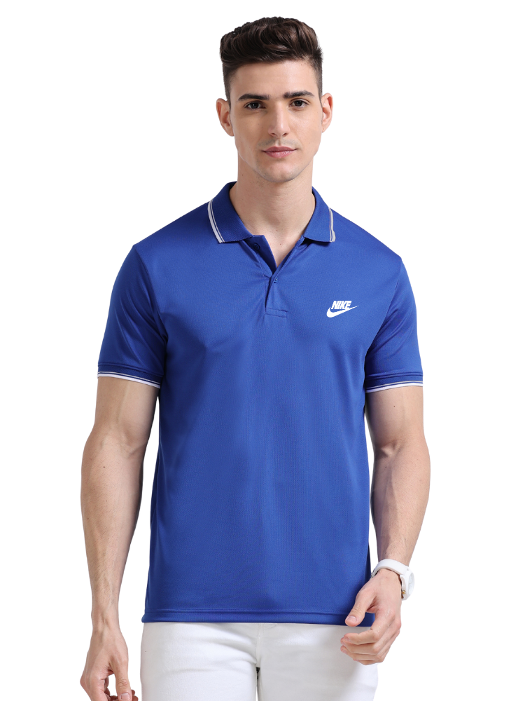 Nike Printed Sports Polo T-Shirts Royal Blue front view