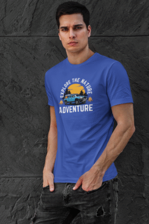 Printed Blue Cotton tshirt