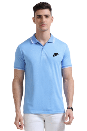 Nike Printed Sports Polo T-Shirts Sky Blue front view
