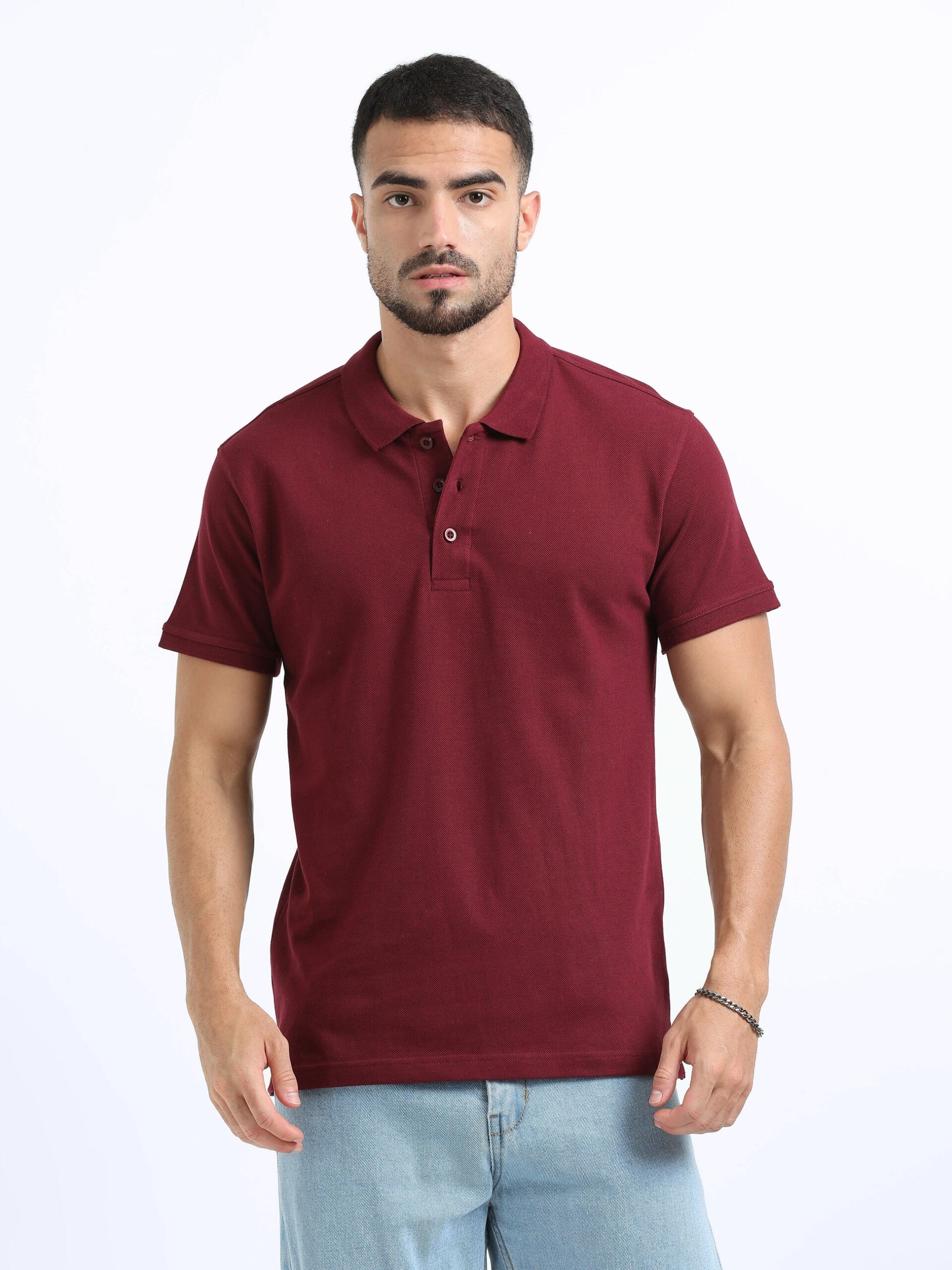 Organic Polo T-Shirts Plain Maroon