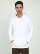 Plain cotton Hoodie White front view