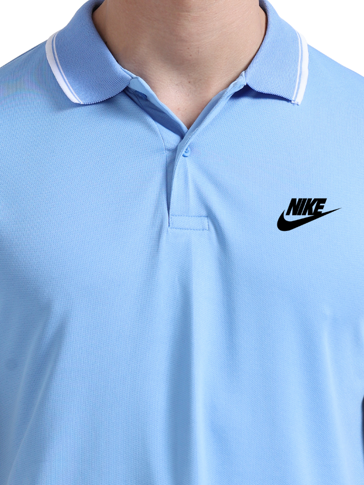 Nike Printed Sports Polo T-Shirts Sky Blue close view