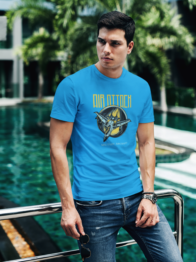 Premium Printed Blue Cotton tshirt