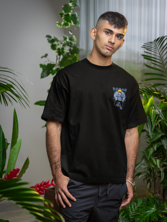 Oversized Printed Black Cotton tshirt