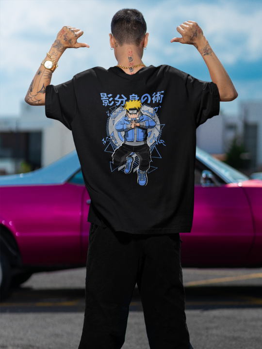 Oversized Printed Black Cotton tshirt