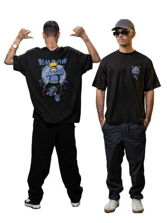 Oversized Printed Black Cotton tshirt