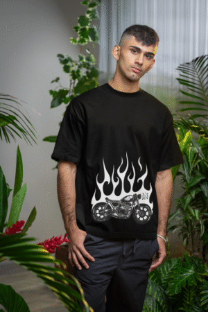 oversized Printed Black Cotton tshirt