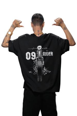 oversized Printed Black Cotton tshirt back view