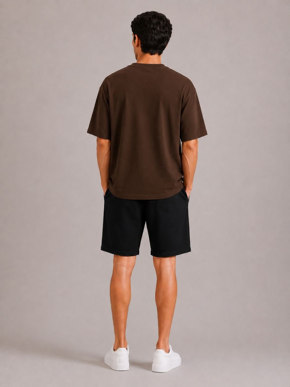 Brown tshirt & Black shorts coords sets