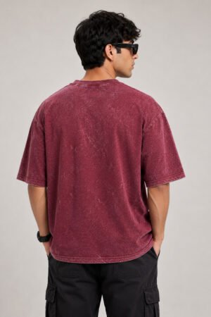 acidwash oversized french terry tshirt Maroon