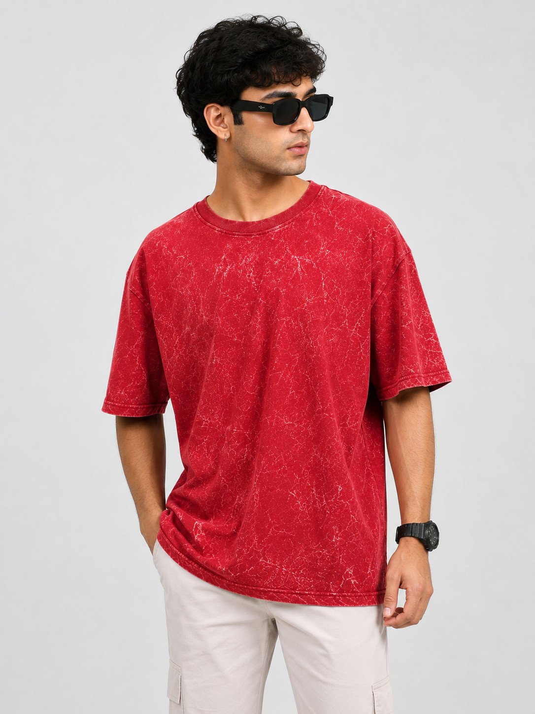 Red Acid wash oversized tshirt