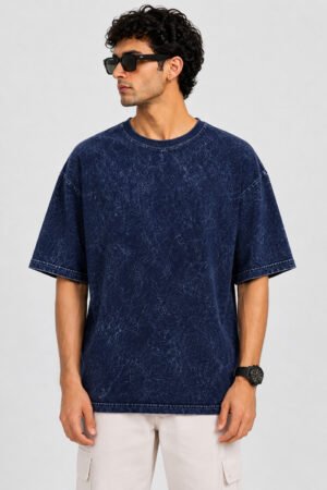 Navy blue acidwash oversized tshirt